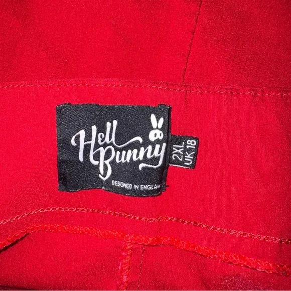 🔥 Hell Bunny Red Cigarette Pants 2XL UK 18 Rockabilly Pinup Goth - Picture 6 of 8